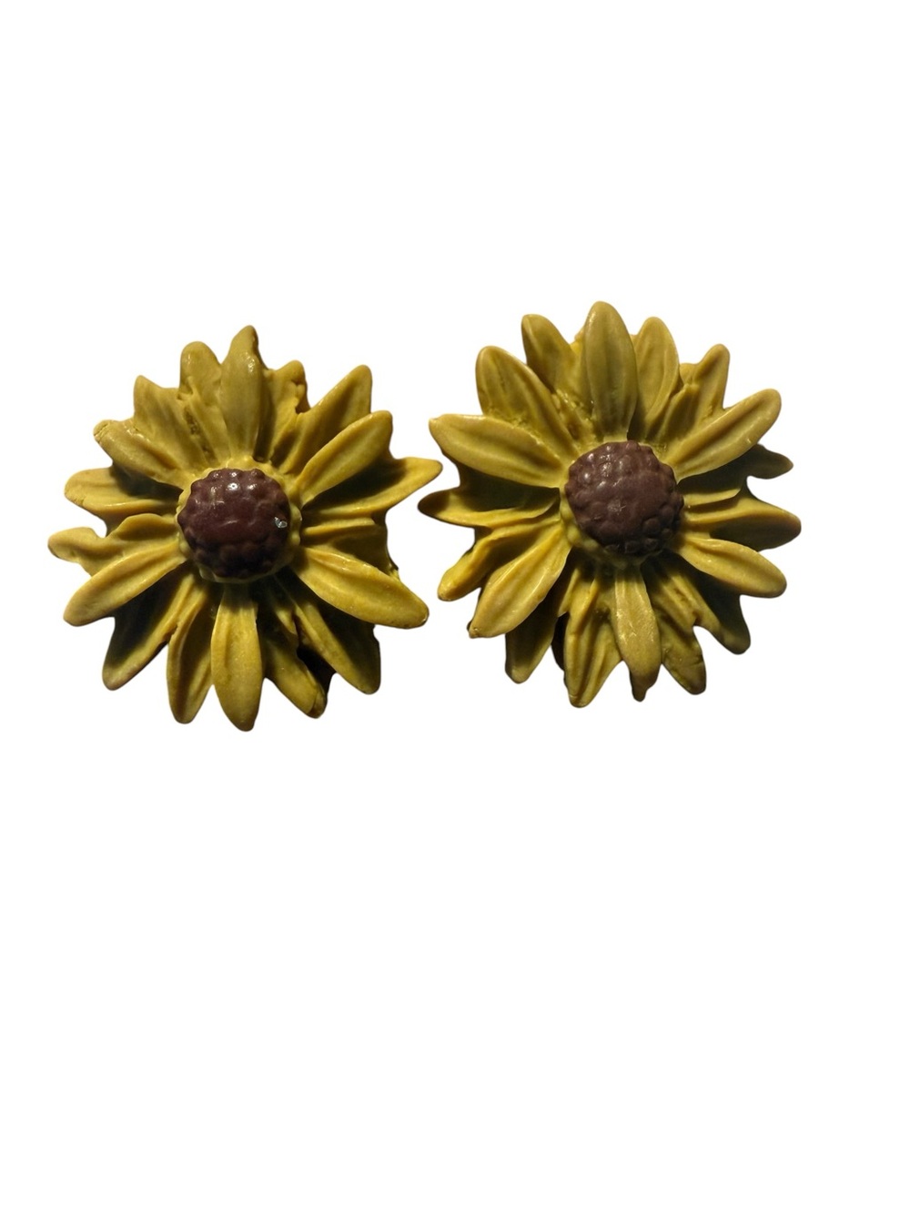 Handcrafted Sunflower Clay Stud Earrings